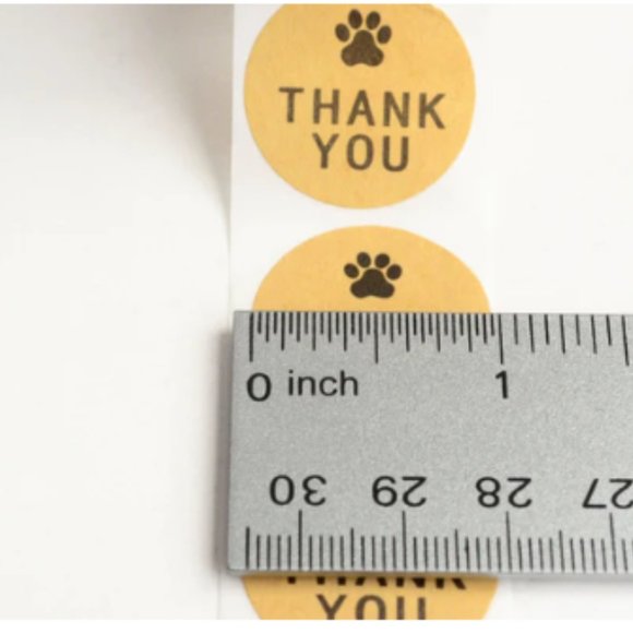 *Sold* 1" Round Dog/Cat Paw Print "Thank You" Stickers - Picture 2 of 3